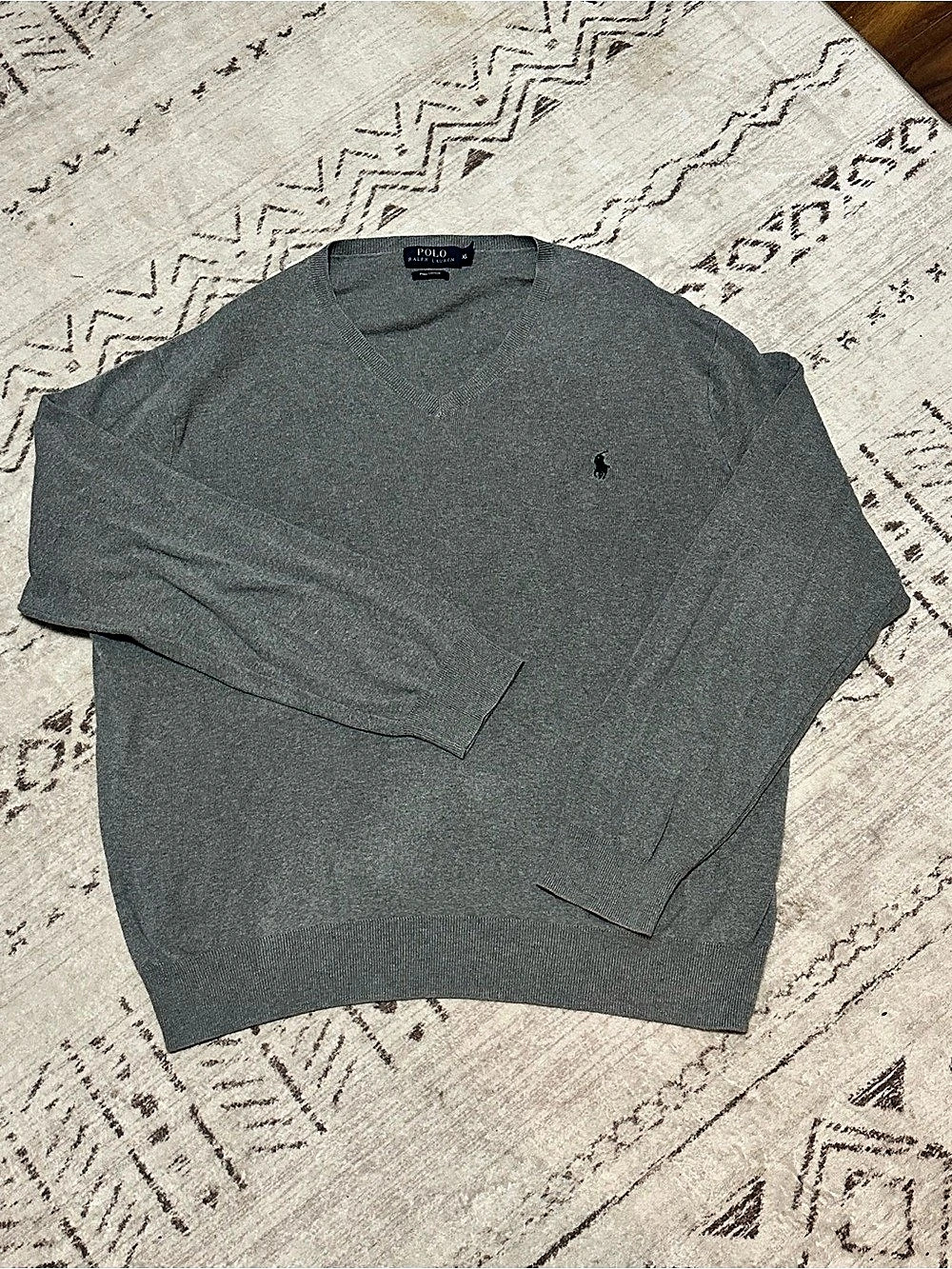 Polo Ralph Lauren Pima Cotton V-Neck Sweater Men’s XL Gray
